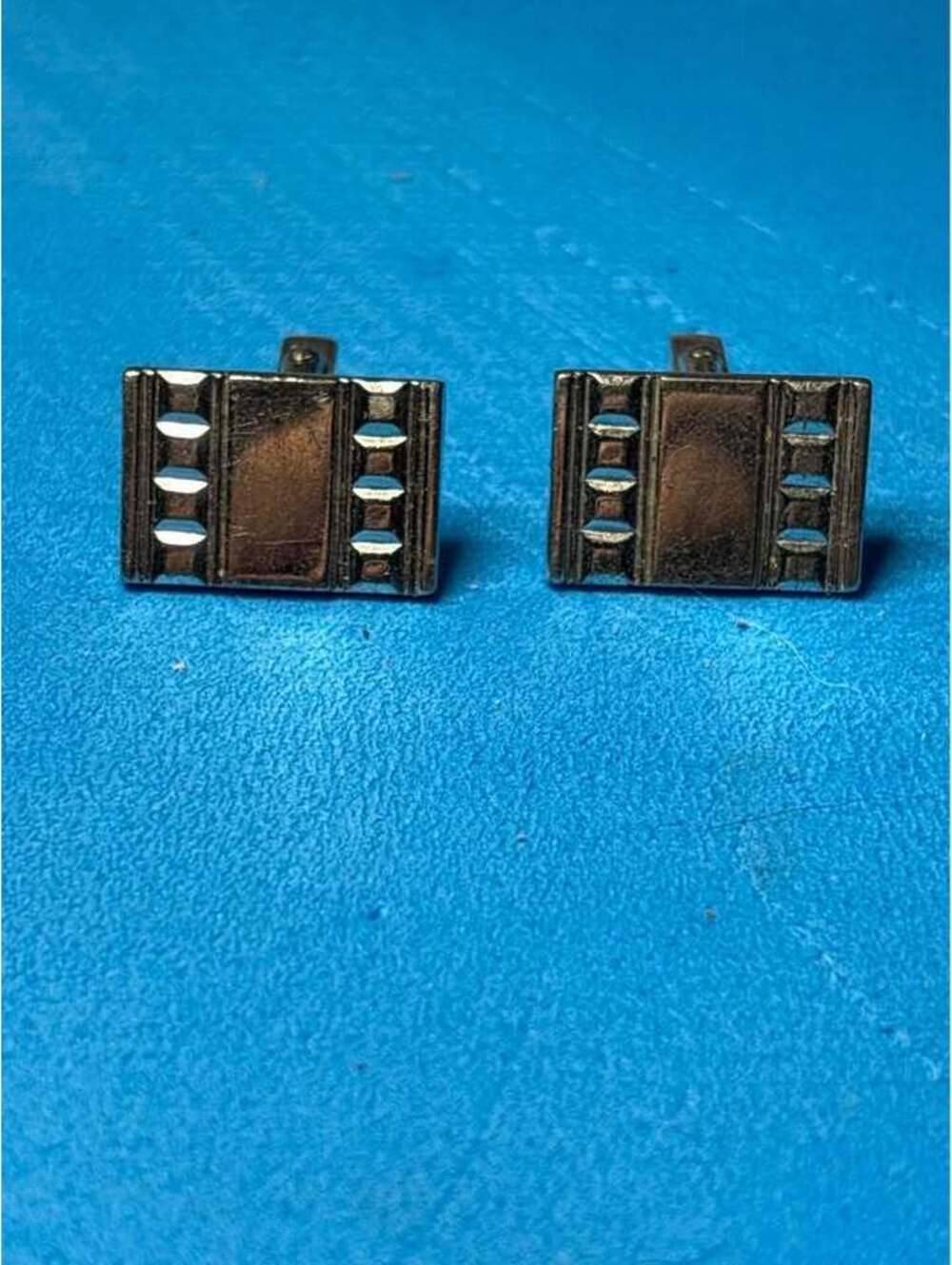 Vintage Silver-Toned Geometric Cufflinks